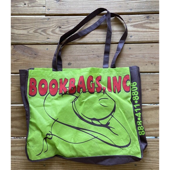 Bookbags Inc Woven Bag Green Reuseable Shopping Bag NWT 15 in  by 19 in wide - Picture 4 of 4
